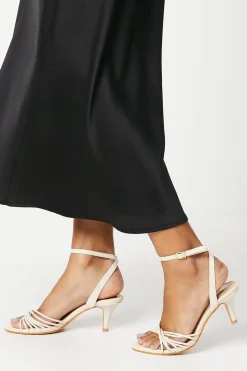 Sugar Faux Leather Twist Strap Kitten Heeled Sandals