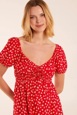 Sweetheart Neck Floral Mini Dress