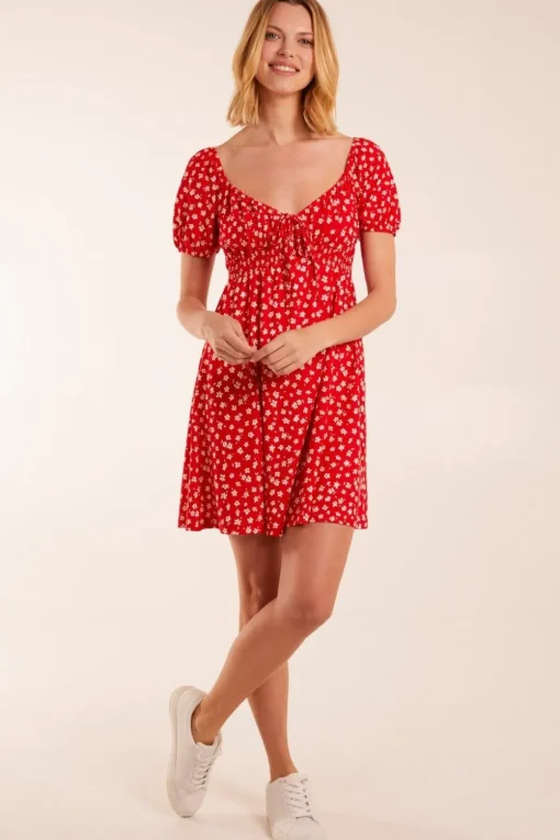 Sweetheart Neck Floral Mini Dress