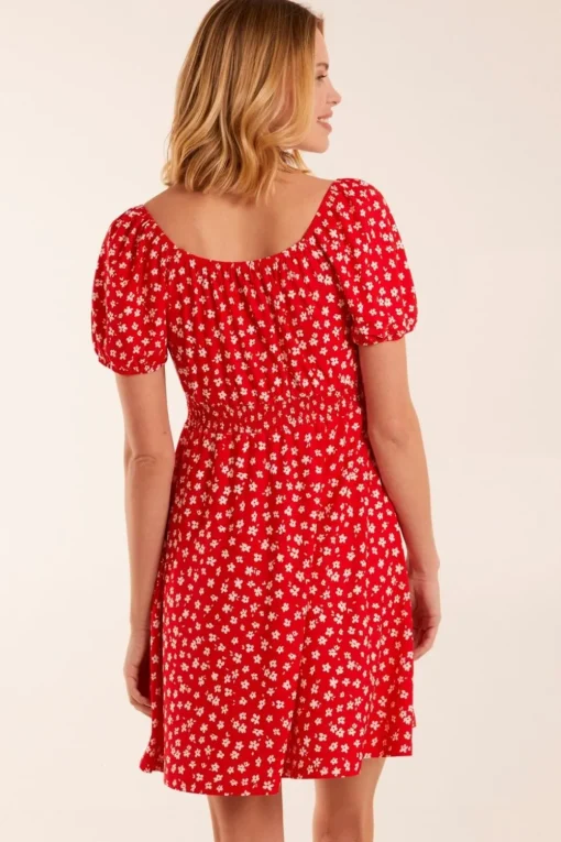 Sweetheart Neck Floral Mini Dress