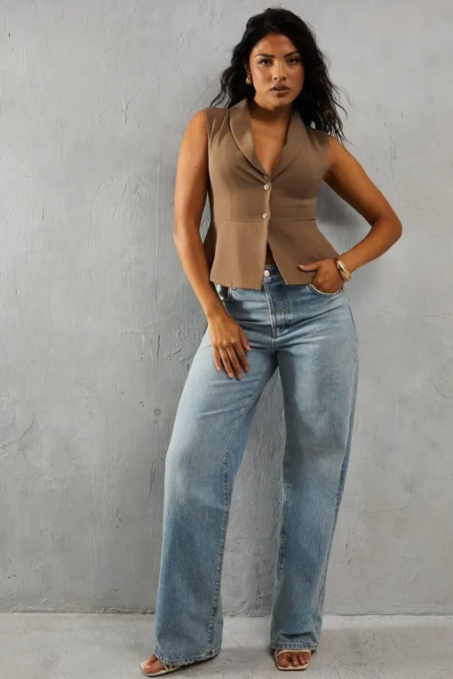 Tailored Collared Cinched Waist Waistcoat