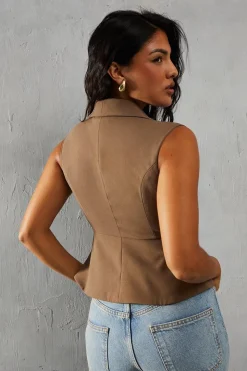 Tailored Collared Cinched Waist Waistcoat