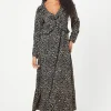 Tall Animal Print Ruffle Front Midi Dress