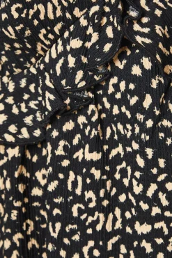 Tall Animal Print Ruffle Front Midi Dress
