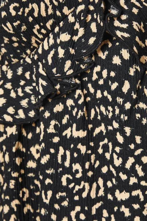 Tall Animal Print Ruffle Front Midi Dress