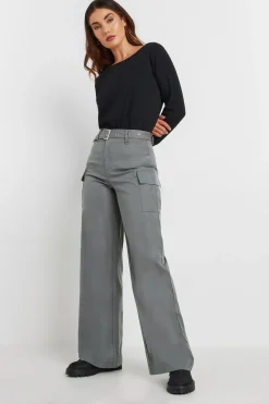 Tall Belted Wide Leg Cargo Trousers