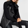 Tall Faux Fur Trim Aviator Gilet