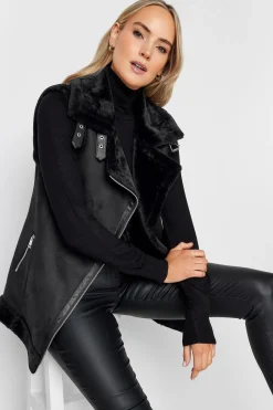 Tall Faux Fur Trim Aviator Gilet