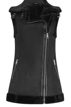Tall Faux Fur Trim Aviator Gilet