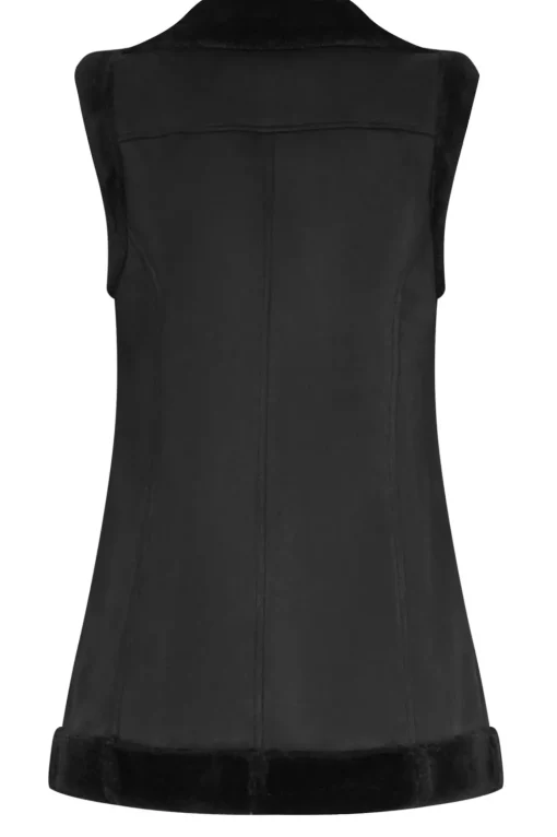 Tall Faux Fur Trim Aviator Gilet