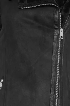 Tall Faux Fur Trim Aviator Gilet