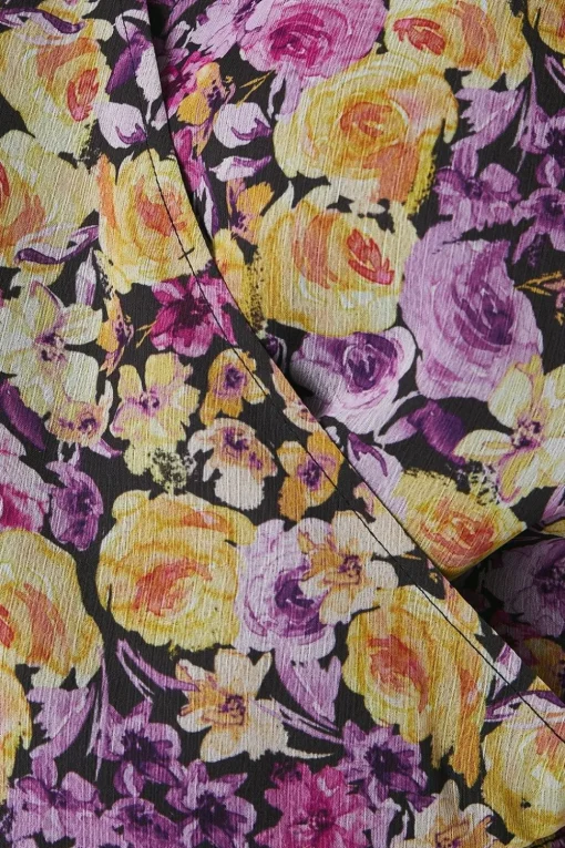 Tall Floral Chiffon Shirred Hem Wrap Blouse