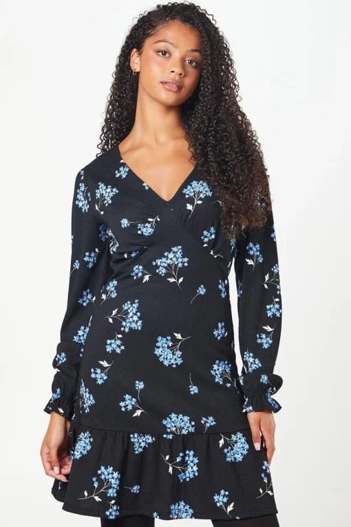Tall Floral Ruffle Hem Mini Dress