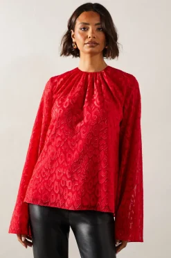 Tall Jacquard Sleeve Detail Top