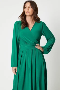 Tall Jersey Wrap Pleated Midi Dress