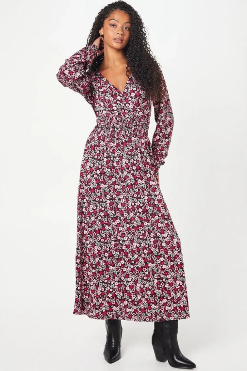 Tall Pink Ditsy Wrap Midi Dress