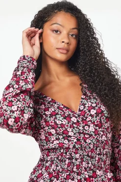 Tall Pink Ditsy Wrap Midi Dress