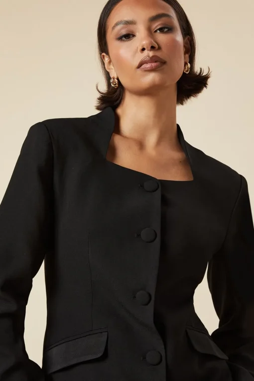 Tall Satin Sweetheart Neckline Jacket
