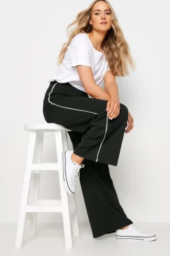 Tall Side Pipe Detail Wide Leg Trousers