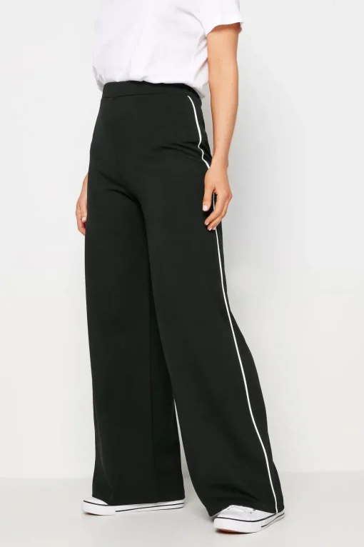 Tall Side Pipe Detail Wide Leg Trousers
