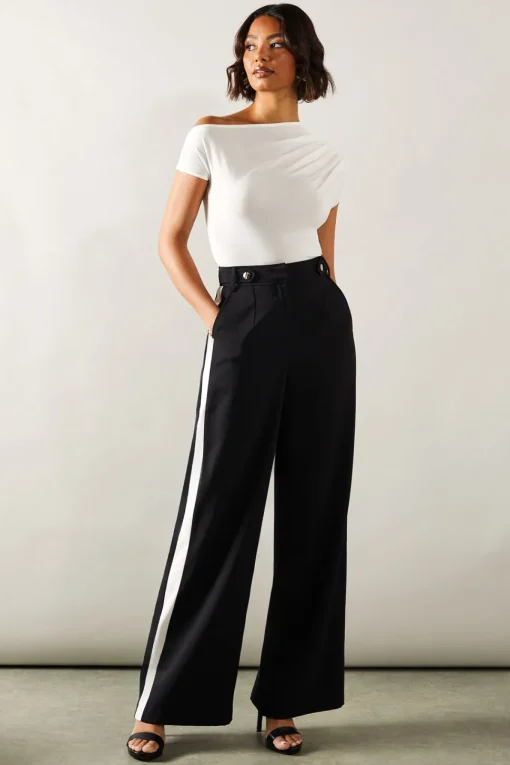 Tall Side Stripe Wide Leg Trousers