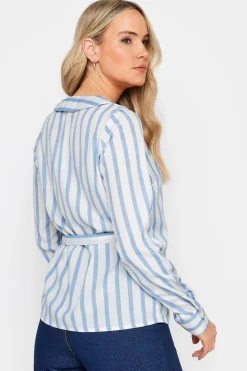 Tall Stripe Collared Wrap Top
