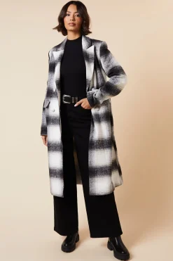 Tall Wool Check Double Breasted Maxi Coat