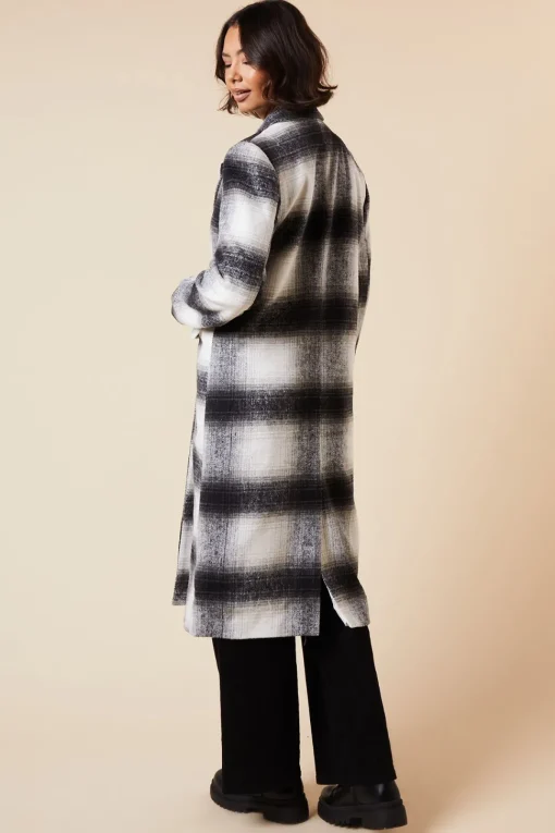 Tall Wool Check Double Breasted Maxi Coat