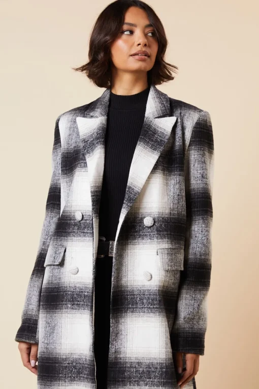 Tall Wool Check Double Breasted Maxi Coat