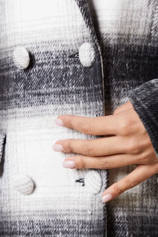Tall Wool Check Double Breasted Maxi Coat