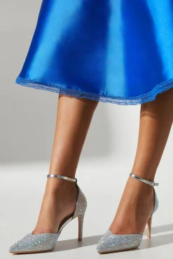 Tanisha Diamante Sweetheart Ankle Strap Court Shoe