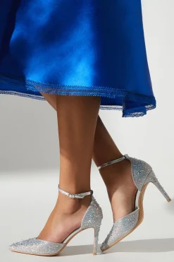 Tanisha Diamante Sweetheart Ankle Strap Court Shoe