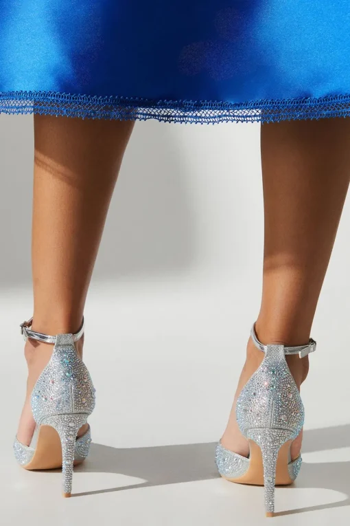 Tanisha Diamante Sweetheart Ankle Strap Court Shoe
