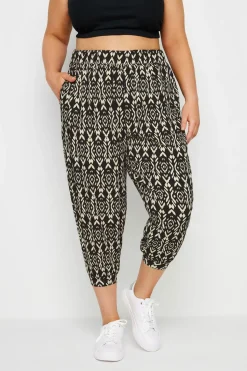 Textured Cropped Harem Trousers