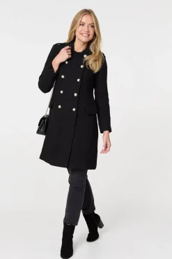 Textured Knit Button Front Trench Coat