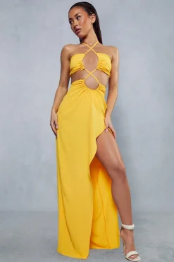 Textured Linen Strappy Maxi Dress