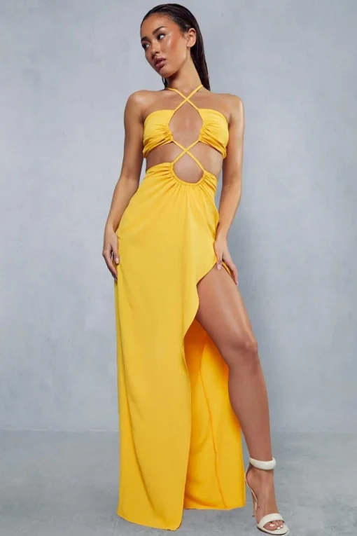 Textured Linen Strappy Maxi Dress