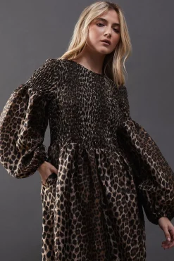 Textured Organza Shirred Midaxi Dress