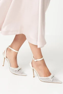 Tiarna Embellished Bridal Mesh Bow High Stiletto Heel Pointed Courts
