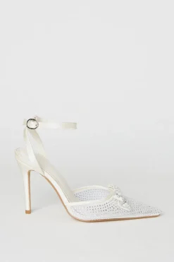 Tiarna Embellished Bridal Mesh Bow High Stiletto Heel Pointed Courts