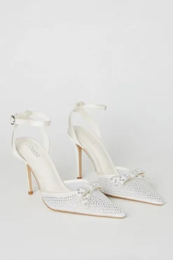 Tiarna Embellished Bridal Mesh Bow High Stiletto Heel Pointed Courts