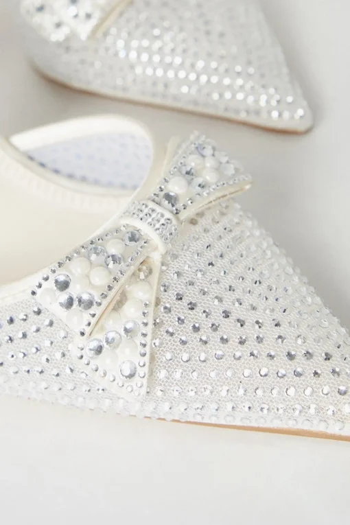 Tiarna Embellished Bridal Mesh Bow High Stiletto Heel Pointed Courts