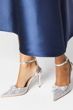 Tiarna Embellished Mesh Bow High Stiletto Heel Pointed Courts