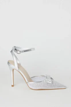Tiarna Embellished Mesh Bow High Stiletto Heel Pointed Courts