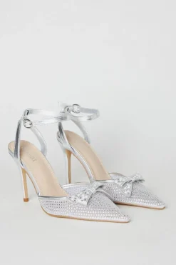 Tiarna Embellished Mesh Bow High Stiletto Heel Pointed Courts