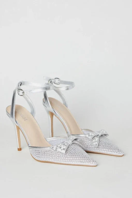 Tiarna Embellished Mesh Bow High Stiletto Heel Pointed Courts