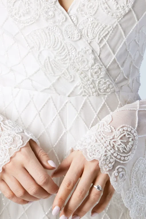 Tie Back  Scallop Edge Embellished Bridal Playsuit