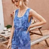 Tie Dye Relaxed Summer Playsuit In Blue