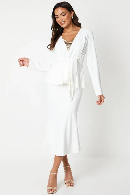 Tie Front Lightweight Crepe Jacket
