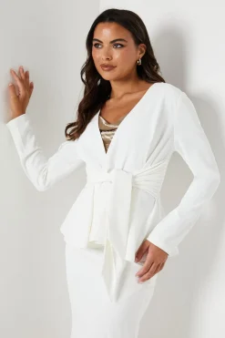 Tie Front Lightweight Crepe Jacket